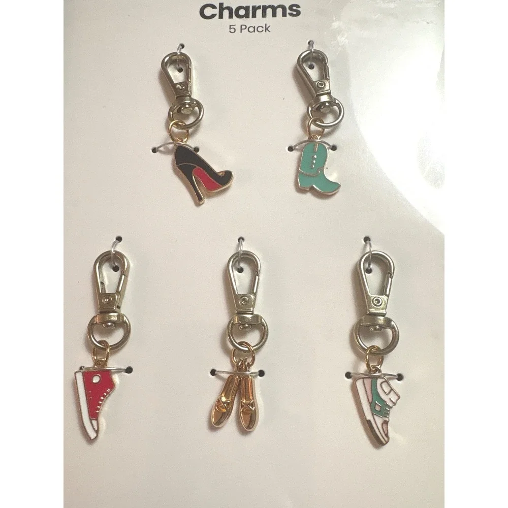 Shoe Enamel Metal Charm‎ 5 Pack High Heel Cowboy Boot Sneaker Ballet Slipper Set